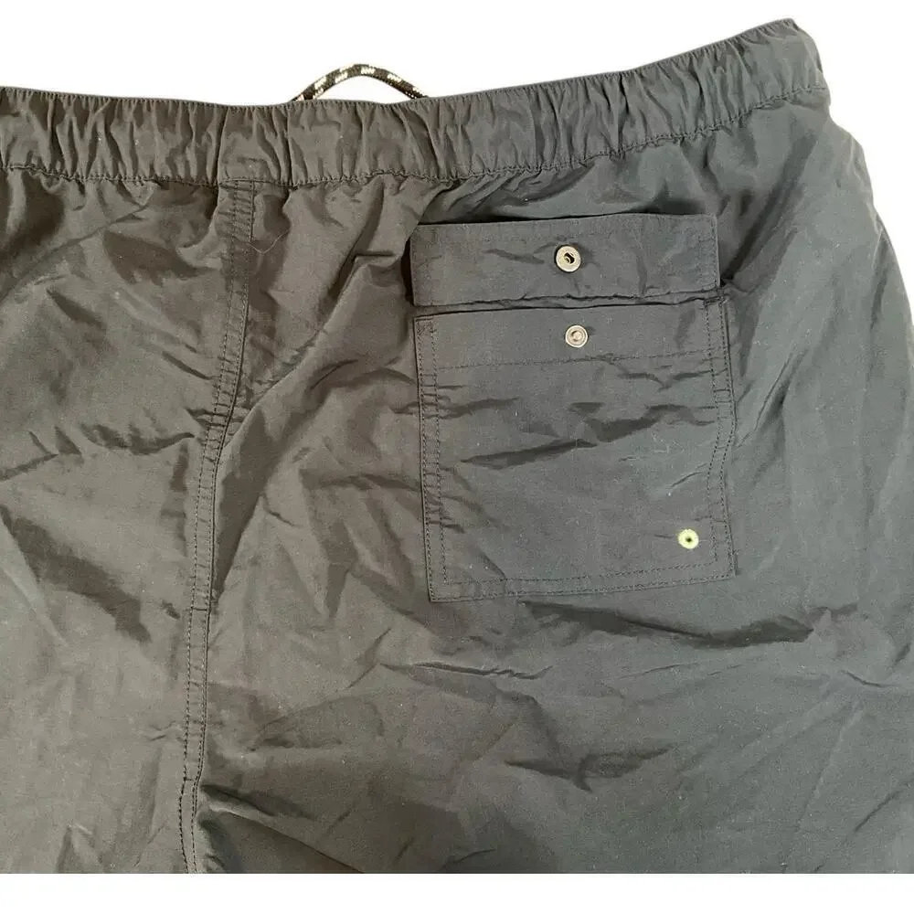 The Rail Mens Black Drawstring Swim Shorts Under Liner Size 2X 100% Nylon Active